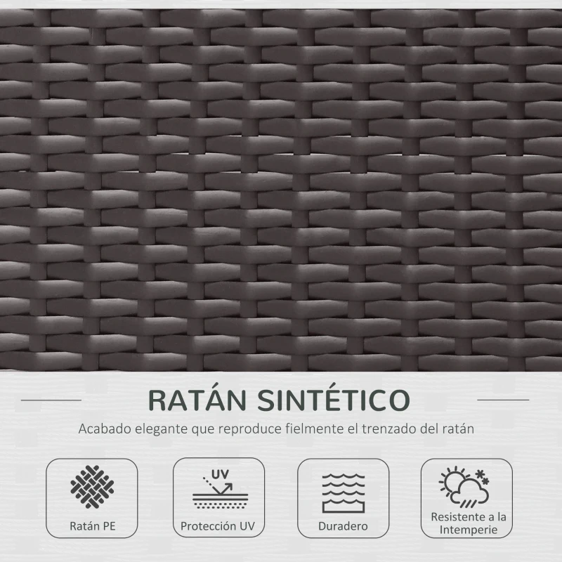 Outsunny Conjunto Muebles de Jardín Ratán 7 Piezas Set de Sofás Patio con 1 Mesita Almohada y Cojín Incluido Marco Acero Resistente Intemperie UV para Exterior Marrón