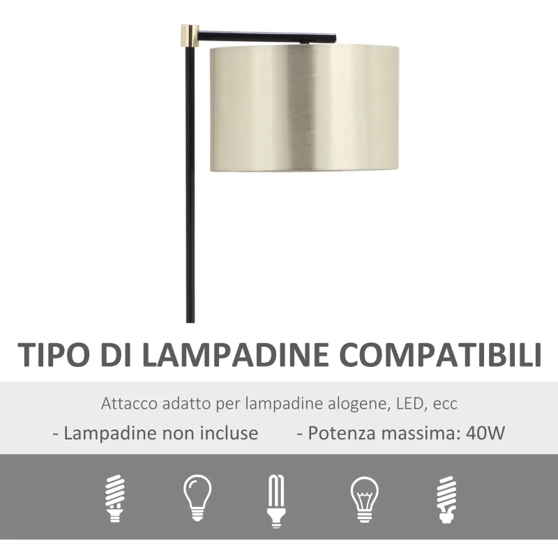HOMCOM Lampada da Terra con Paralume in Tessuto e Base in Legno, Attacco E27, 48x32x152cm