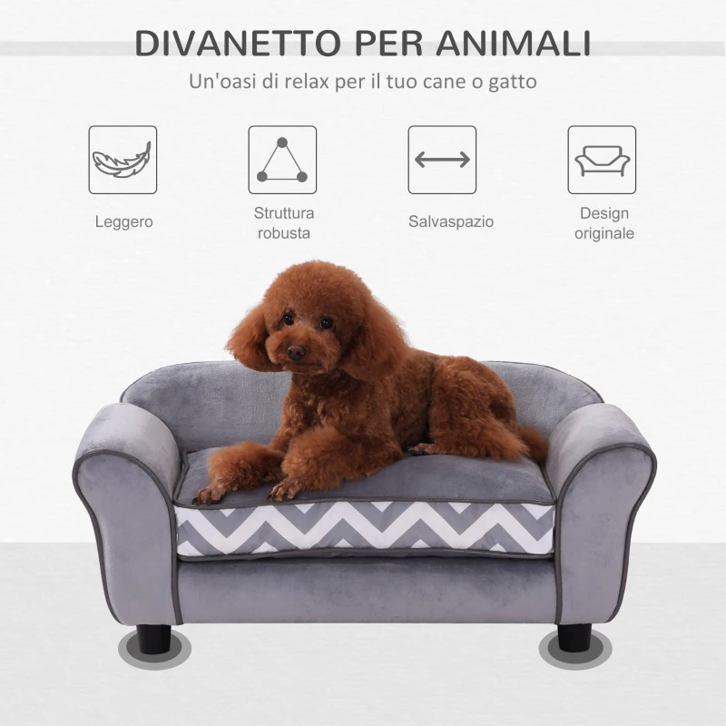 PawHut Divano Poltrona Lounge Cani Animali Domestici Portata 15kg 73.5×41×33cm