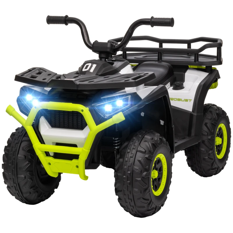 AIYAPLAY 12V Kids Electric Ride on ATV, Battery-Powered Quad Bike w/ Spring Suspension, Forward Backward, Storage Basket, Green