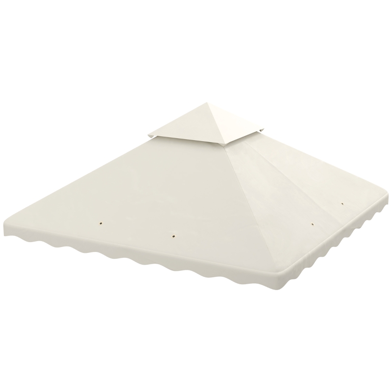 Outsunny 3 x 3 m Gazebo Canopy Replacement Covers, 2 - Tier Gazebo Roof Replacement TOP COVER ONLY, Cream White