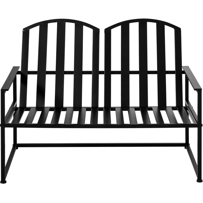 Outsunny Banc de jardin design contemporain 2 places dim. 108L x 63l x 80H cm métal époxy noir