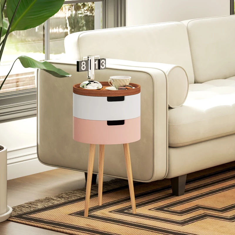 HOMCOM Three-Tier Tray Top Side Table - Multicoloured