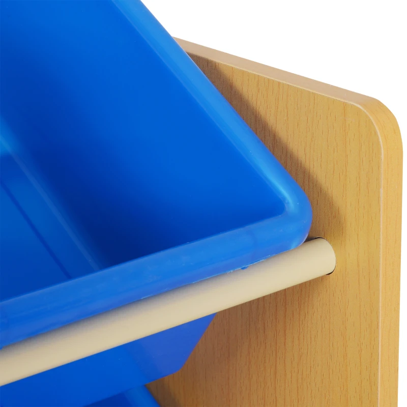 HOMCOM Étagère pour jouets enfants meuble de rangement 12 casiers plastique amovibles inclus cadre MDF coloris bois de hêtre