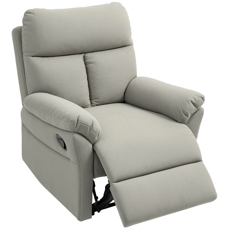 HOMCOM Poltrona Reclinabile 140° con Poggiapiedi, in Microfibra, Schiuma e Metallo, 84x91x102 cm, Grigio