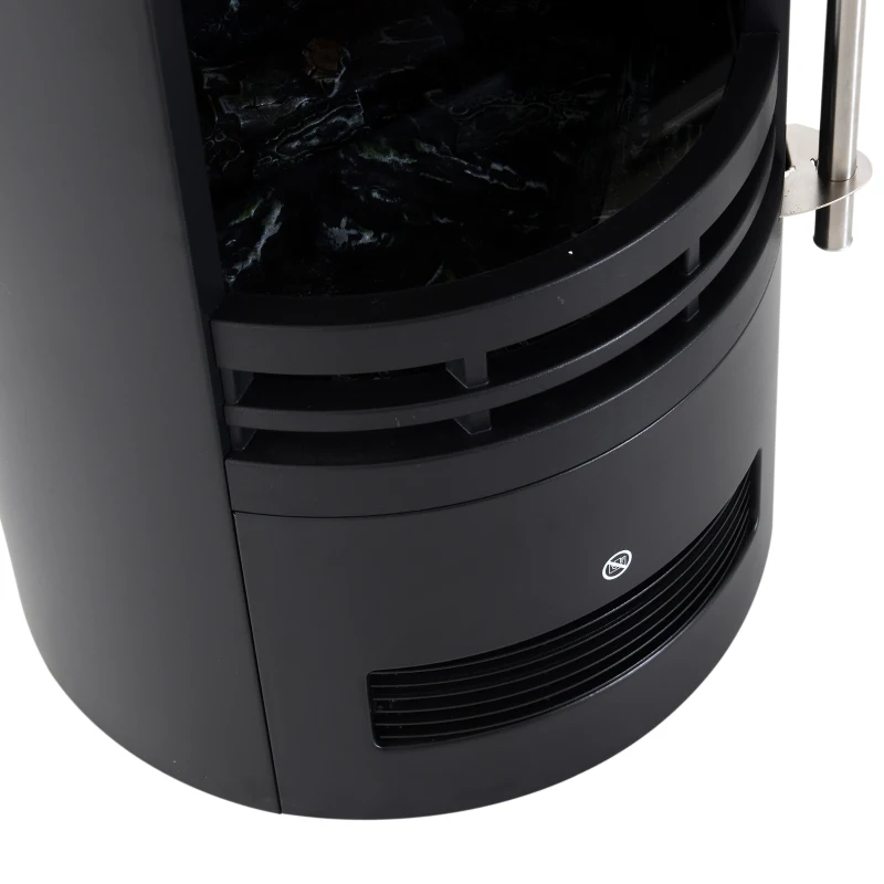 HOMCOM Camino Elettrico da Terra 900W/2000W con Effetto Fiamma, Caminetto Elettrico con Temperatura Regolabile e Protezione da Surriscaldamento, 41x41x64.5cm, Nero