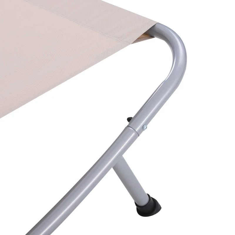 Outsunny Bain de Soleil 2 Places lit de Jardin Design Contemporain Toit réglable 2 roulettes 2 oreillers Acier époxy Polyester Sable