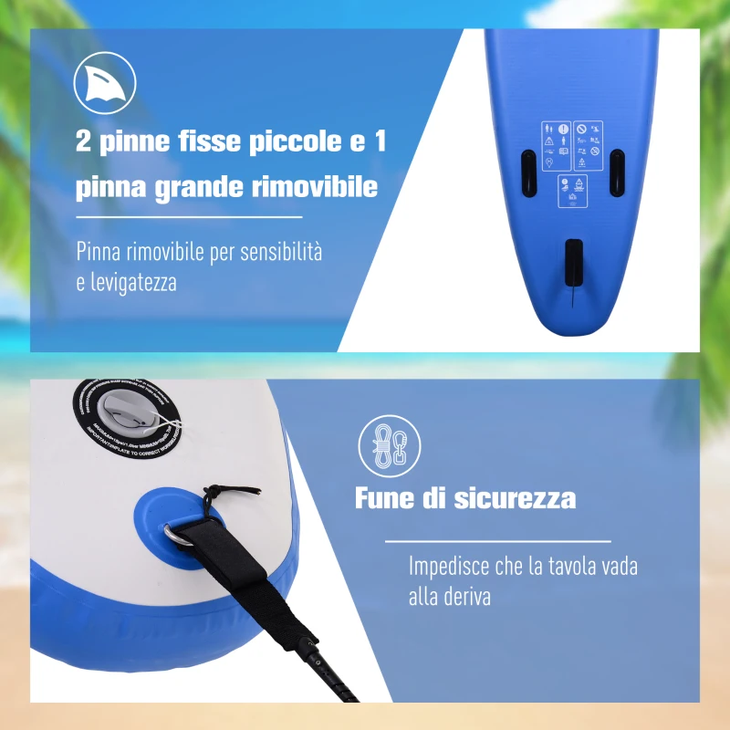 HOMCOM Tavola Gonfiabile SUP Stand Up Paddle con Pagaia Regolabile, Tavola Surf con Accessori 322x81x15cm