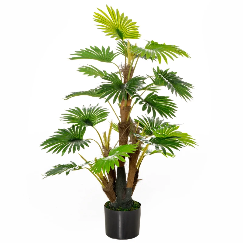HOMCOM Artificial Plant Palm Tree in Pot, Fake Plants for Home Indoor Outdoor Decor, 135cm, Green
