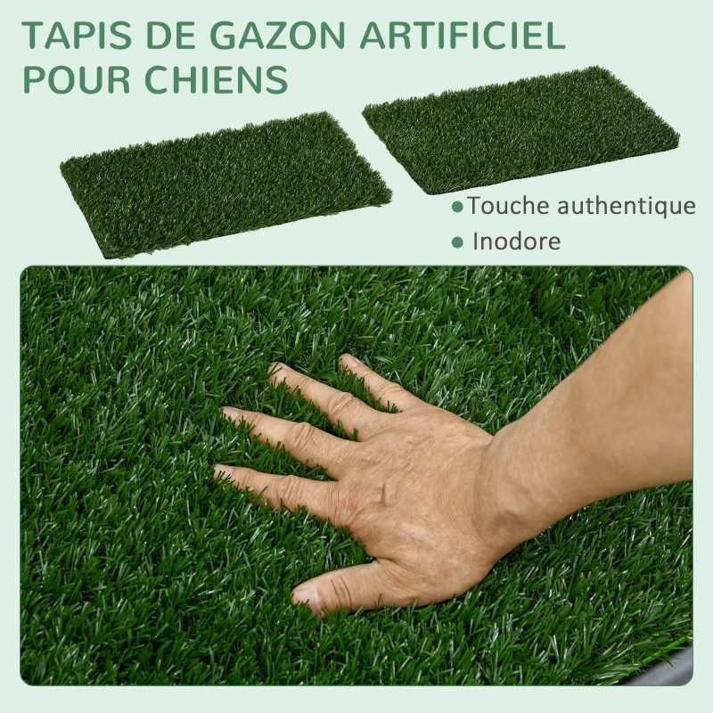 PawHut Toilette pour chien litière avec tapis en gazon artificiel bac pour l'apprentissage de la propreté,  67 x 41 cm