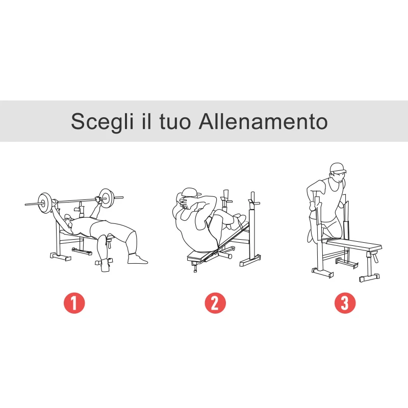Homcom - Panca Pesi Attrezzatura Fitness Panca Pieghevole per Palestra e Home Gym