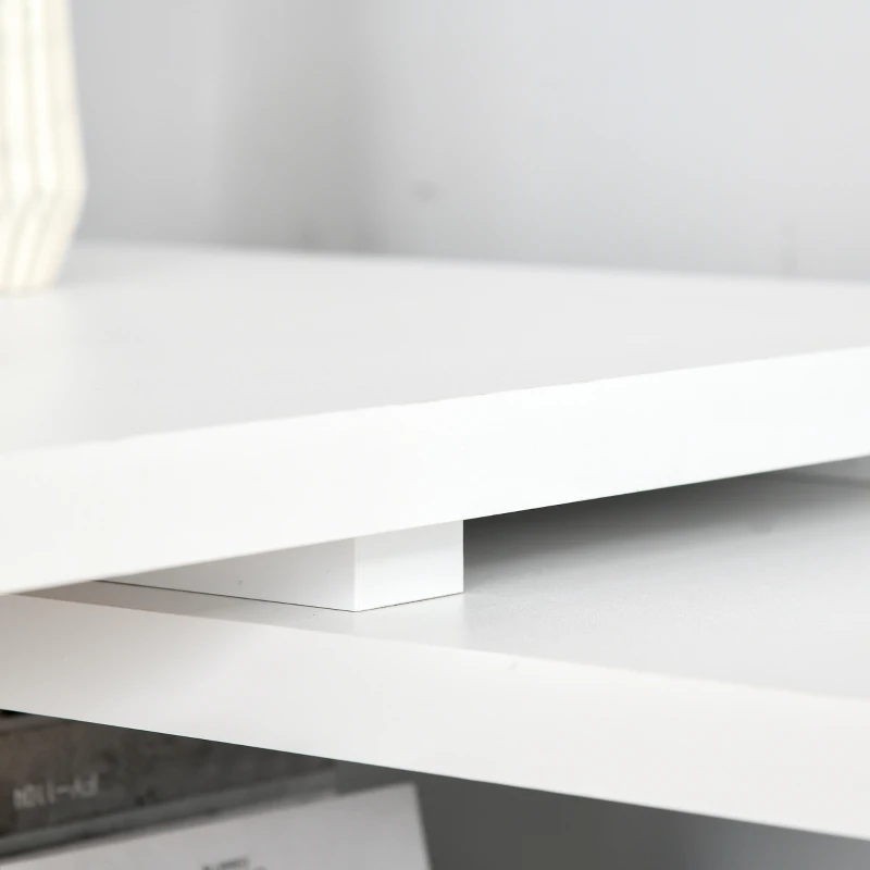 HOMCOM Reversible L-Shaped Computer Desk, Home Office Corner Desk, Study Workstation Table with Storage Shelves and Drawers for Letter Size, 150 x 120 x 74.5cm, White