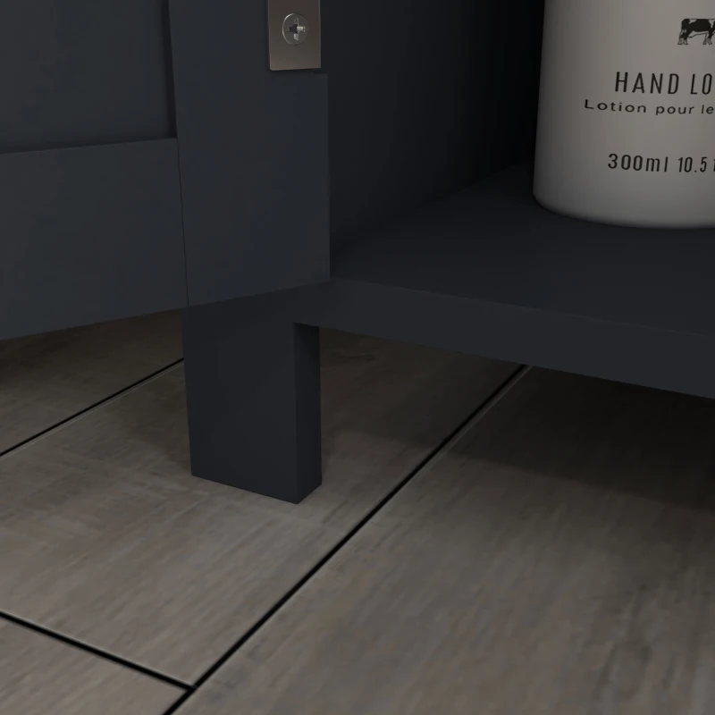 kleankin Mobile Sottolavabo in Truciolato e MDF a 2 Ante con Ripiano Interno Regolabile, 60x30x60 cm, Grigio