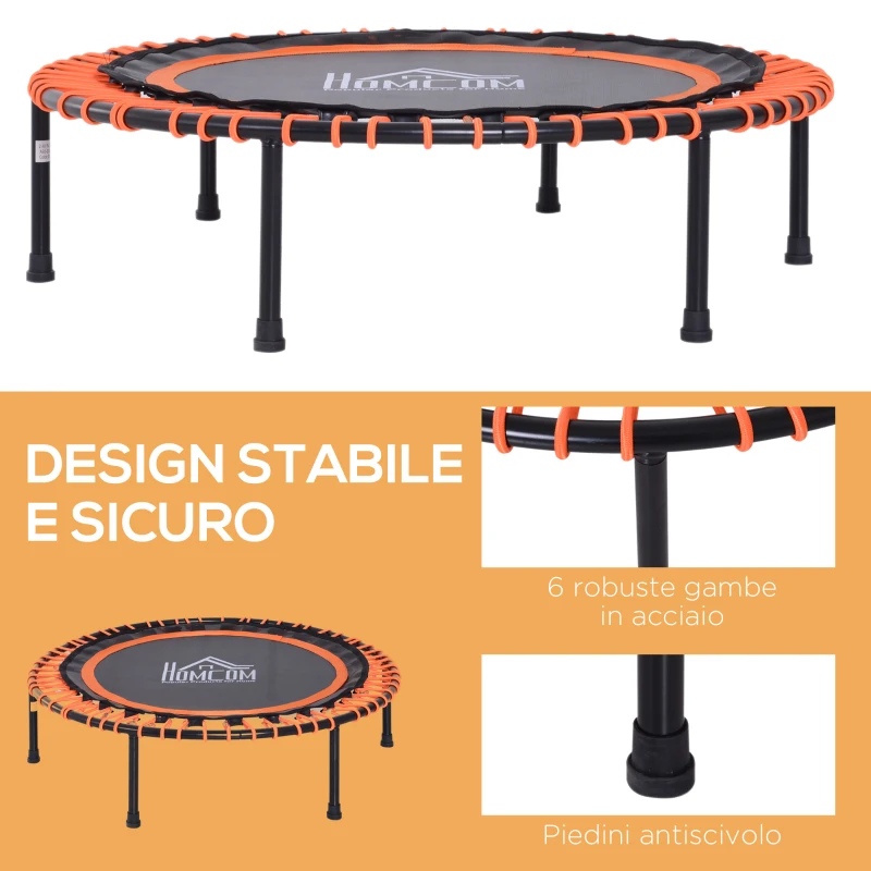 HOMCOM Trampolino Elastico Fitness Professionale Diametro 101cm Carico Massimo 100kg, Arancione