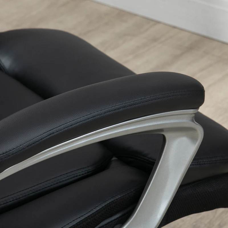 Vinsetto Poltrona da Ufficio Ergonomica con Poggiatesta, Altezza Regolabile e Dondolo, Sedia Girevole con Ruote, 68x76x117-125cm, Nero