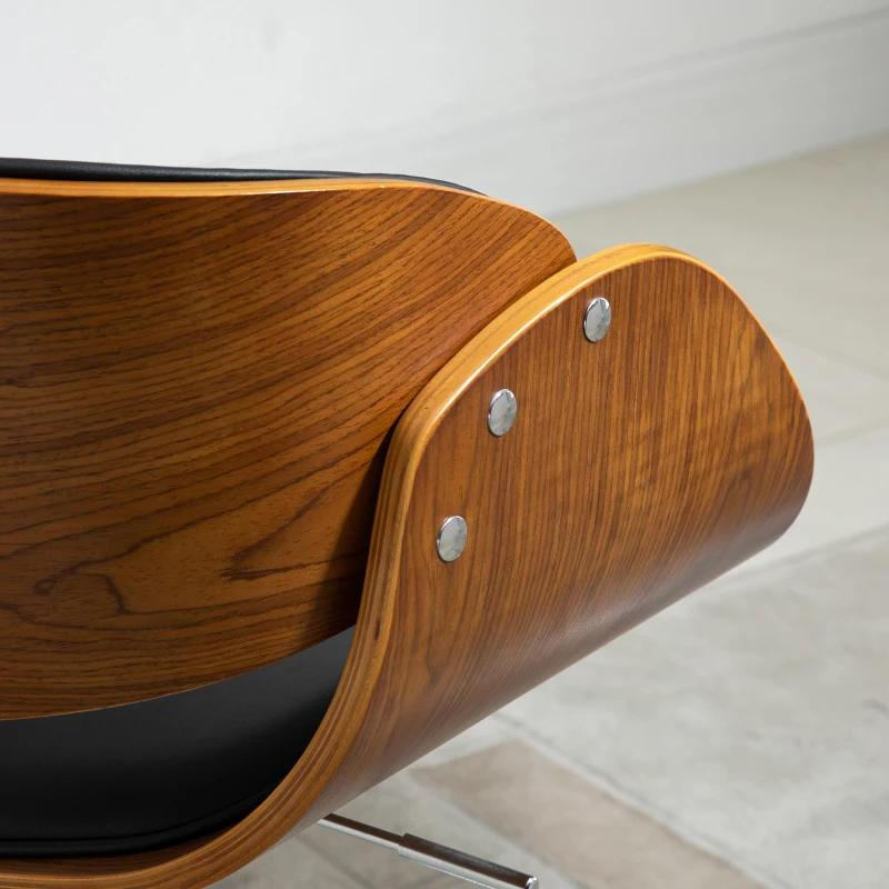 HOMCOM Sgabello da Bar Alto in Stile Industriale con Altezza Regolabile, Sgabello Cucina Vintage Girevole in Legno con Schienale e Poggiapiedi, 58L x 54P x 92-112Acm