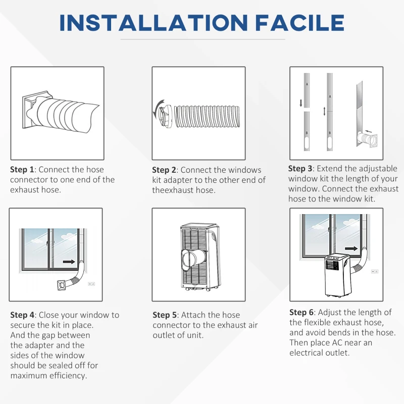 HOMCOM Climatiseur portable 9.000 BTU/h 2,6KW - ventilateur, déshumidificateur - réfrigérant naturel R290 - capacité de couv. max. de 28 m² - télécommande - débit d'air 360 m³/h - blanc