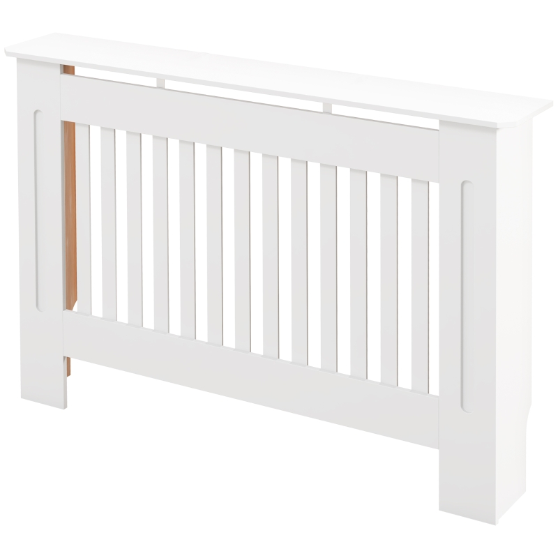 HOMCOM Slatted Radiator Cover Painted Cabinet MDF Lined Grill in White (112L x 19W x 81H cm)