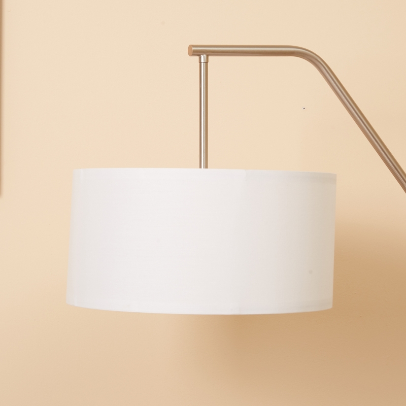 HOMCOM Lampada da Terra Moderna in Acciaio con Paralume in Tessuto Bianco, 61x33x160cm