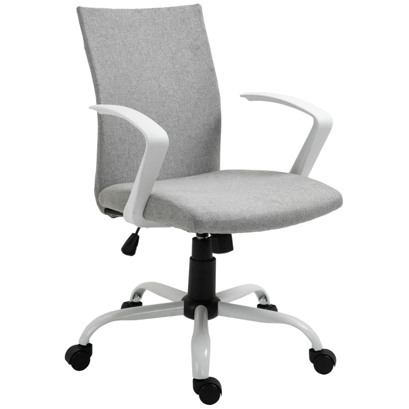 Vinsetto Chaise bureau fauteuil de bureau chaise ergonomique avec hauteur réglable, fonction à bascule, siège de bureau à roulettes pivotantes, charge 120 Kg, 61 x 61 x 99 cm gris clair et blanc
