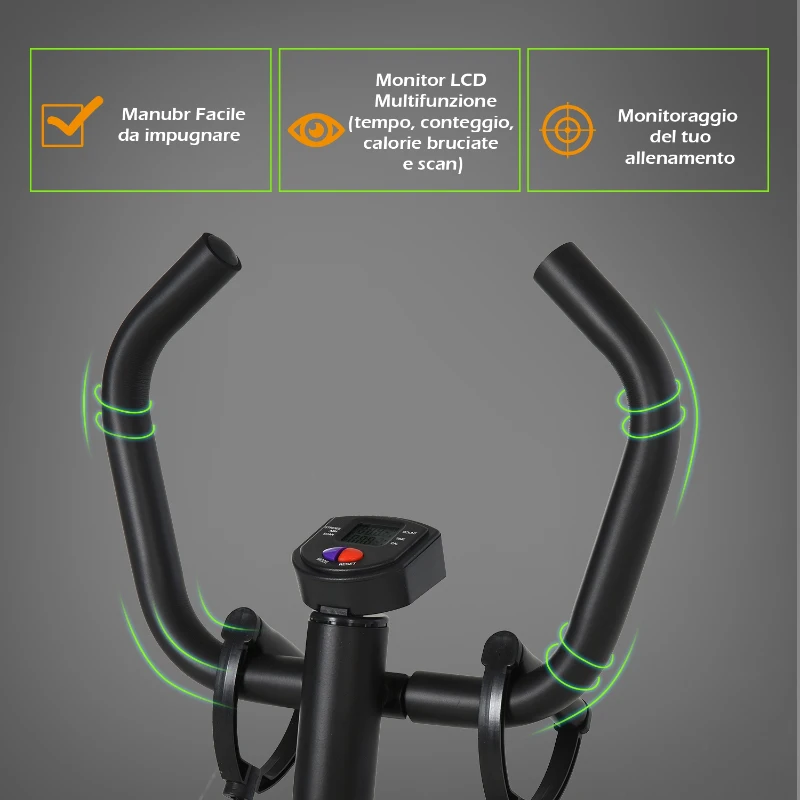 HOMCOM Stepper Professionale con Manubrio e Corde in Acciaio per Allenamento a Casa, 40 x 40 x 118cm, Nero