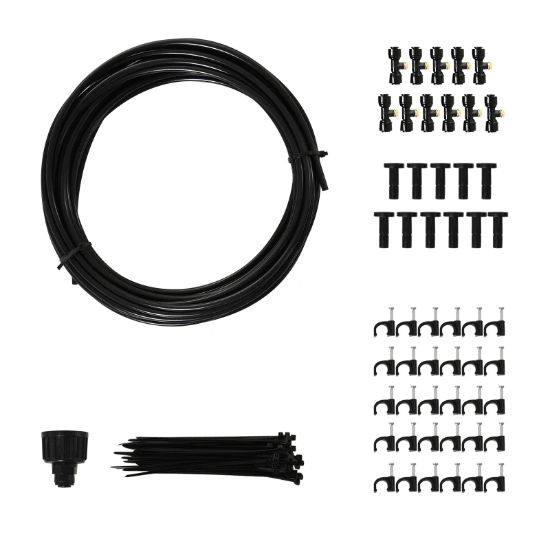 Outsunny Système de brumisation 9 m - système de brumisateur extérieur - brumisateur de terrasse - Kit de brumisation Complet Noir