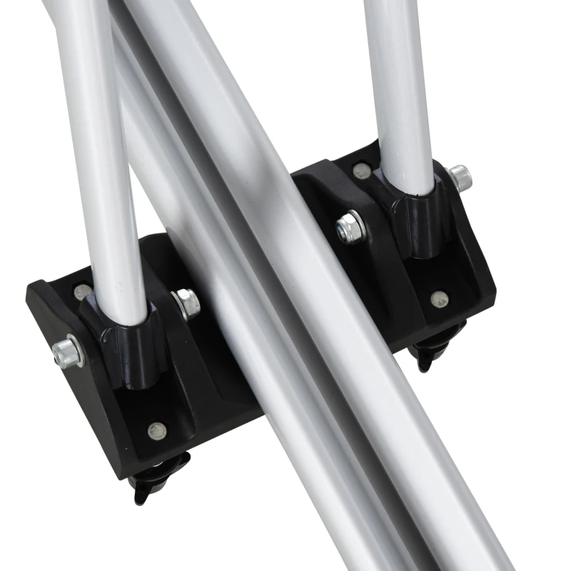 HOMCOM Portabicicletas de Techo para Vehículo Soporte para Bicicletas con Brazo de Pinza Ángulo Ajustable de 0-180 Grados Apto para Ancho de Ruedas de Menos de 5 cm 132x21x66 cm Plata