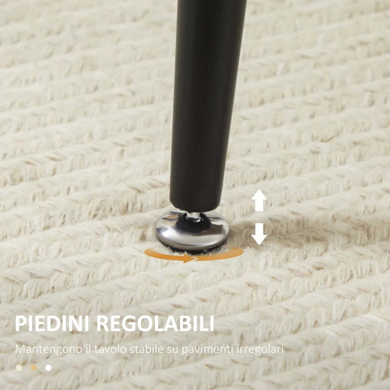 HOMCOM Tavolo da Cucina per 4 Persone in MDF e Acciaio, 140x80x76cm, Colore Legno e Nero