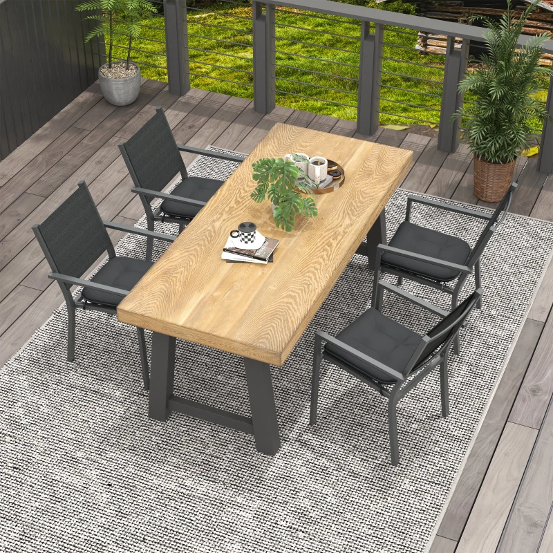 Outsunny Lot de 4 Coussins de chaise de jardin capitonné Rembourrage 4 cm Tissu Polyester dim. 43L x 41l cm Gris foncé