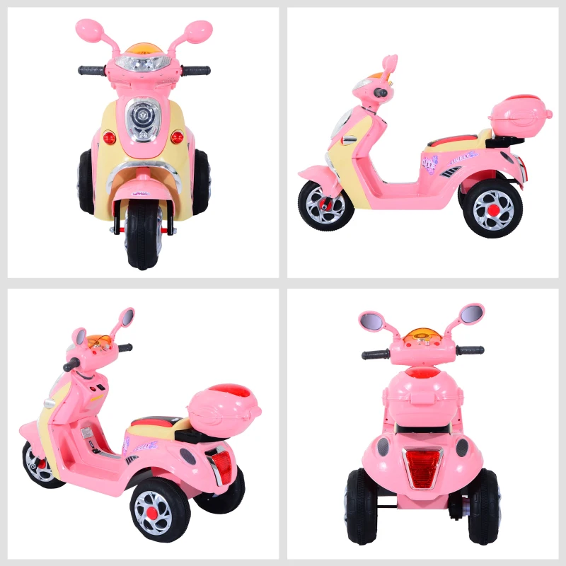HOMCOM® Scooter électrique pour Enfant 3 Ans 6 V Métal + polypropylène 108 x 51 x 75 cm Rose/Blanc(m-8)