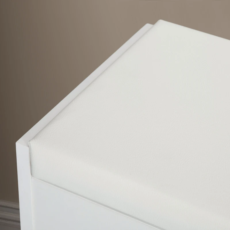 HOMCOM Set Tavolo da Trucco con Specchio e 5 Cassetti 97.2x44.5x136.5 cm e Sgabello Imbottito 40x24x46 cm, Bianco