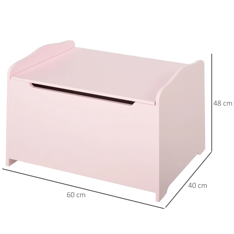 HOMCOM Coffres à jouets pour enfants Boîte à jouets malle de rangement dim. 60L x 40l x 48H cm vérin pneumatique MDF rose