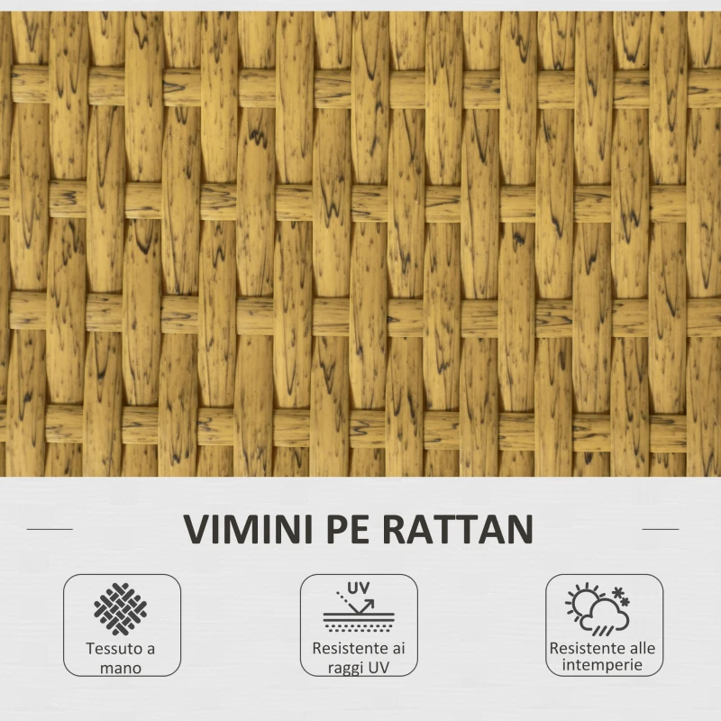 Outsunny Salotto da Giardino in Rattan PE con Chaise Longue, Divano 2 Posti e Tavolino, Crema