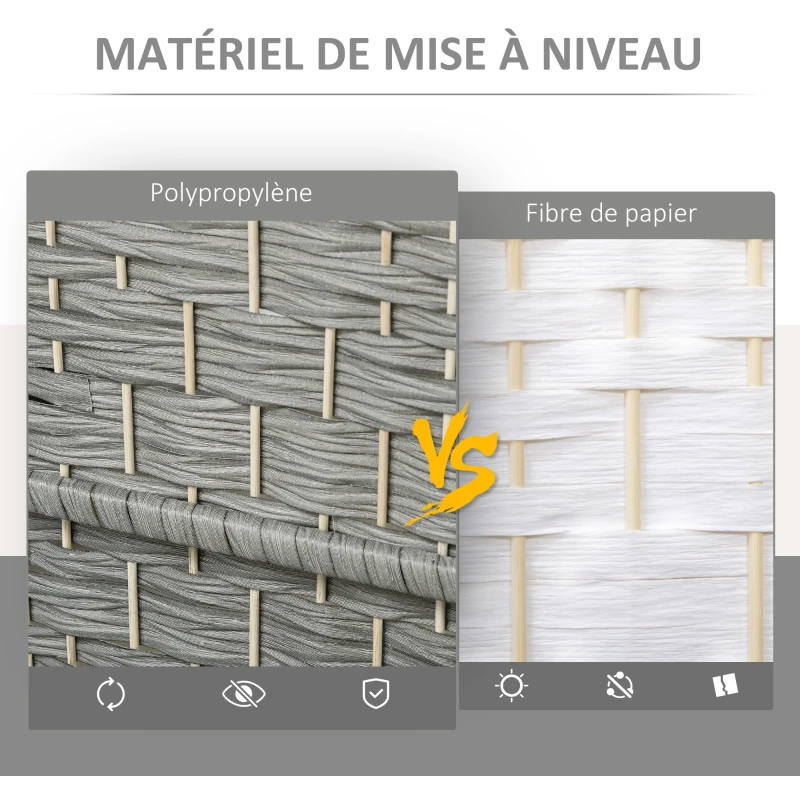 HOMCOM Paravent intérieur en bois 4 panneaux séparateur de pièce pliable pour salon chambre 180 x 180 cm gris mélangé