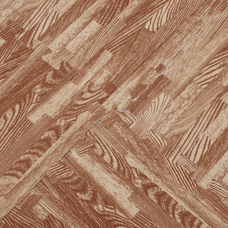 HOMCOM 24 Piezas Alfombra Puzzle de Juegos 60x60x1 cm 9m² Alfombrilla Puzzle Protectora de Goma Espuma EVA Suave para Suelo Hogar Gimnasio Marrón