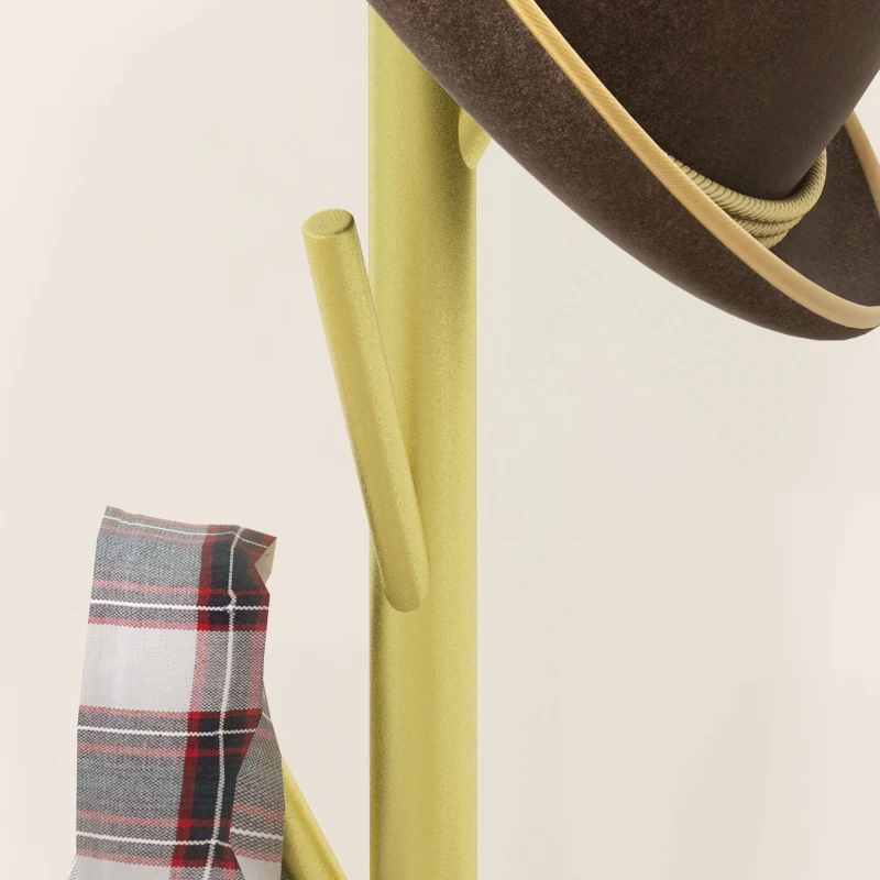 HOMCOM Portemanteau 8 patères, base ronde en marbre, Ø 32 x 164H cm, meuble d'entrée pour vêtements, chapeaux, entrée, doré