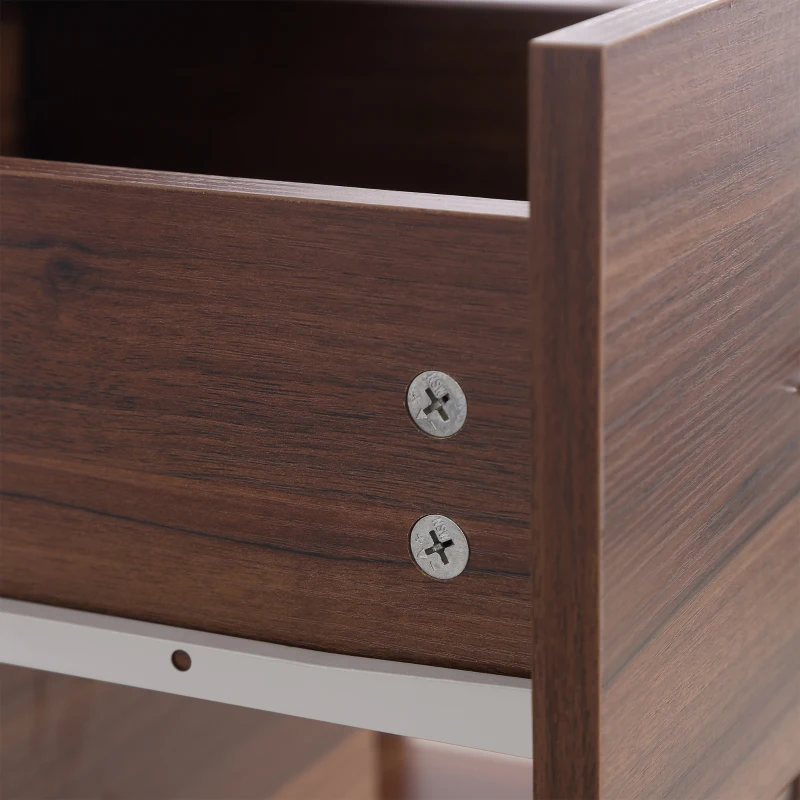 HOMCOM Bureau avec rangement, table informatique 120 x 50 cm, bureau d'ordinateur avec étagères et tiroirs, pour petits espaces, chambre à coucher, aspect noyer