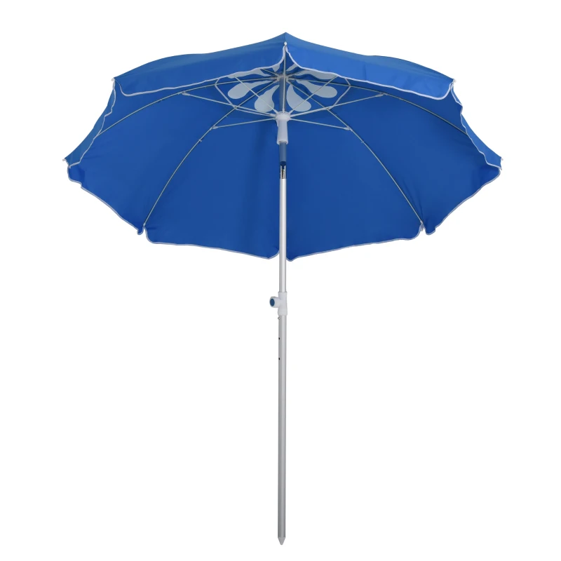Outsunny Parasol de plage parasol inclinable octogonal Ø 180 cm tissu polyester haute densité anti-UV hauteur réglable mât aluminium sac de transport inclus bleu