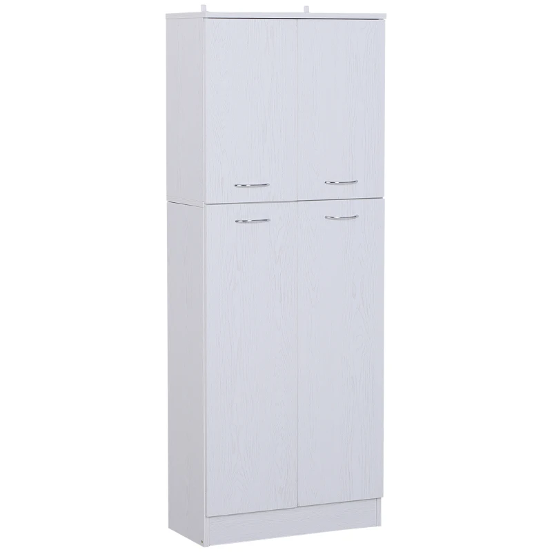 HOMCOM Armoire de rangement 2 placards double porte 3 étagères réglables 60L x 30l x 158H cm panneaux particules blanc