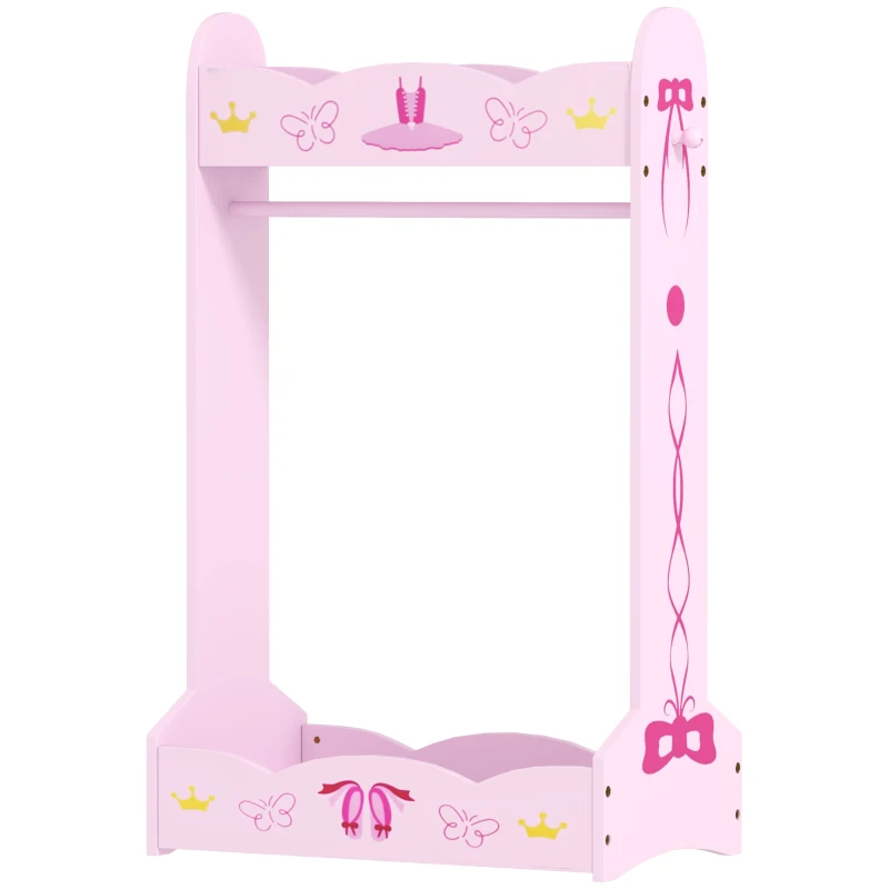 AIYAPLAY Kids Clothes Rail with Two Shelves, for 3-8 Years, Pink