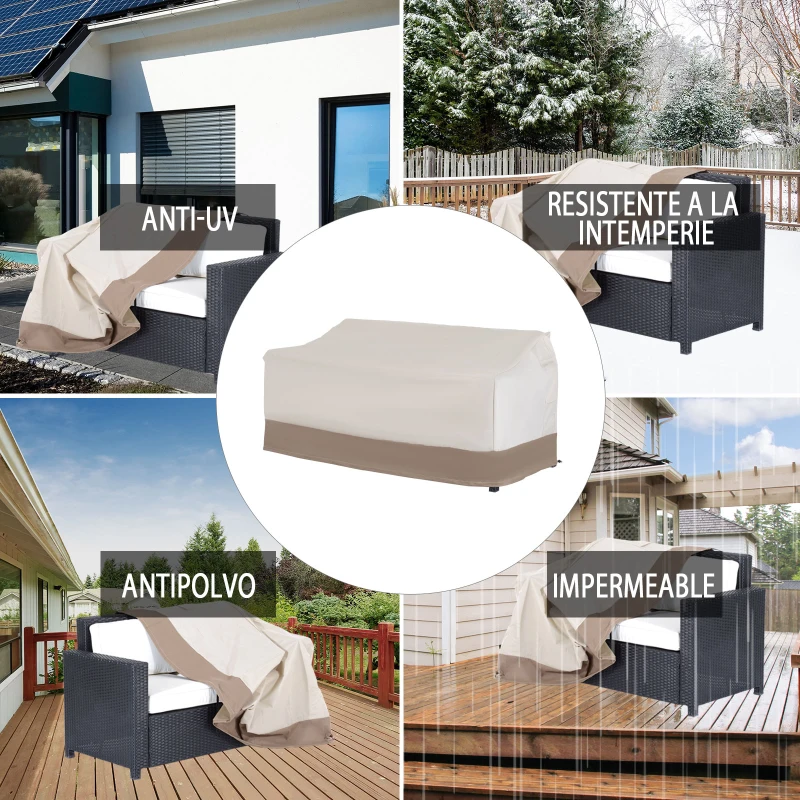 Outsunny Funda Protectora para Banco 2-3 Plaza Cubierta de Muebles Impermeable Exterior Jardín Protección contra Lluvia y Sol 152x87x59/79cm 600D Tela Oxford