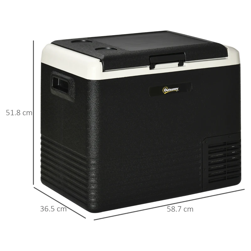 Outsunny 50L Car Refrigerator, Portable Compressor Car Fridge Freezer, Electric Cooler Box with 12/24V DC and 110-240V AC for Camping, Driving, Picnic, Down to -20℃