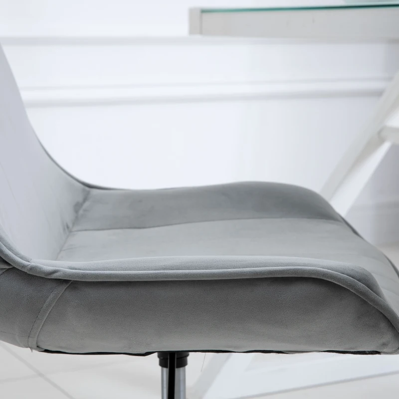HOMCOM Silla de Oficina Sin Reposabrazos Silla de Escritorio Silla Giratoria para Niños con Altura Ajustable Respaldo de Poliéster Suave y Ruedas Carga 120 kg 52,5x60x82-91 cm Gris