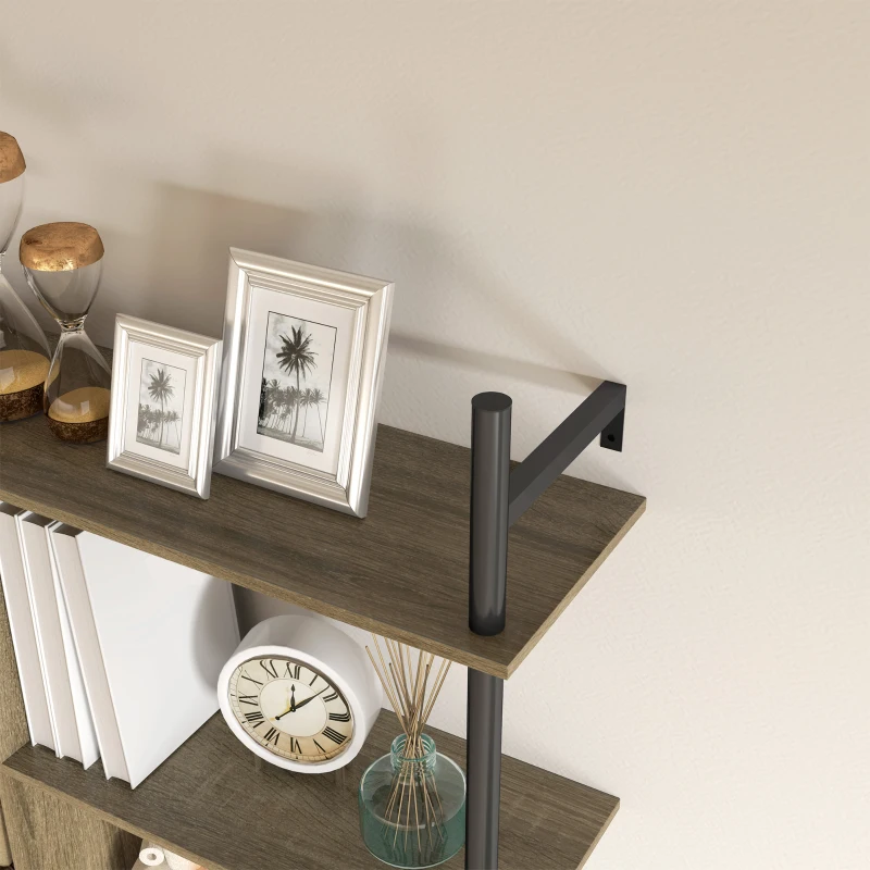 HOMCOM Three-Tier Floating Shelf - Grey Wood Effect