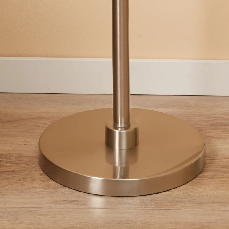 HOMCOM Lampada da Terra Moderna in Acciaio con Paralume in Tessuto Bianco, 61x33x160cm