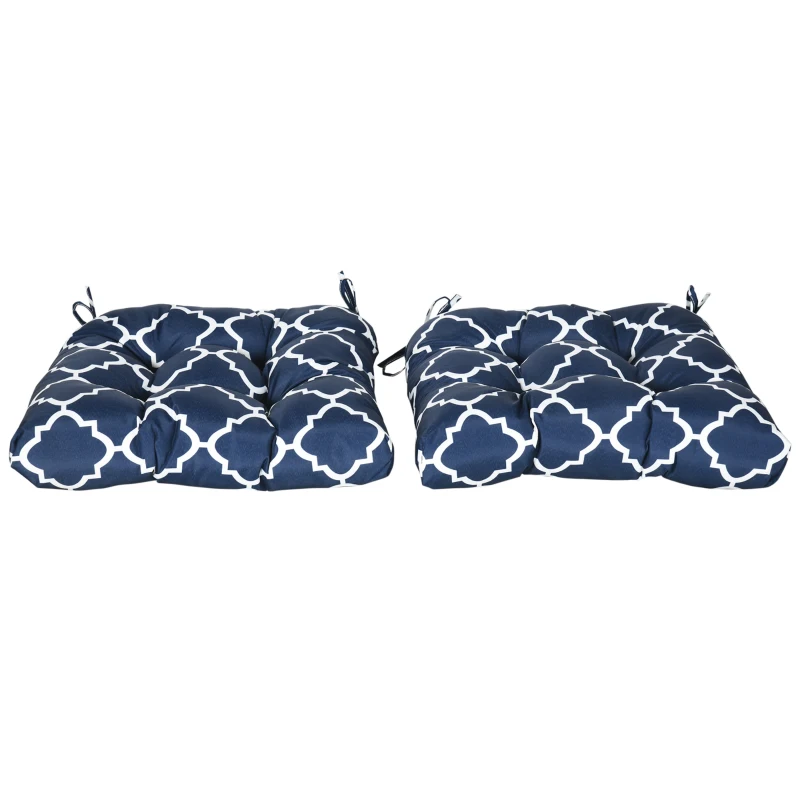 Outsunny Set of Two Patterned Outdoor Seat Cushions - Blue/White