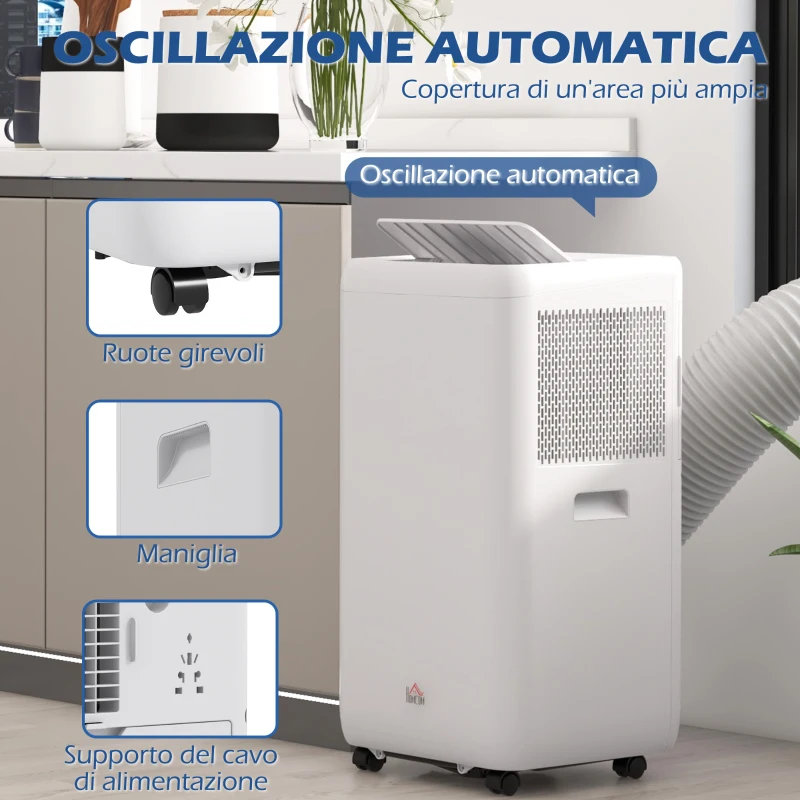 HOMCOM Condizionatore Portatile 1250W con 5 Modalità e Timer 24h, 35.5x35x70 cm, Bianco