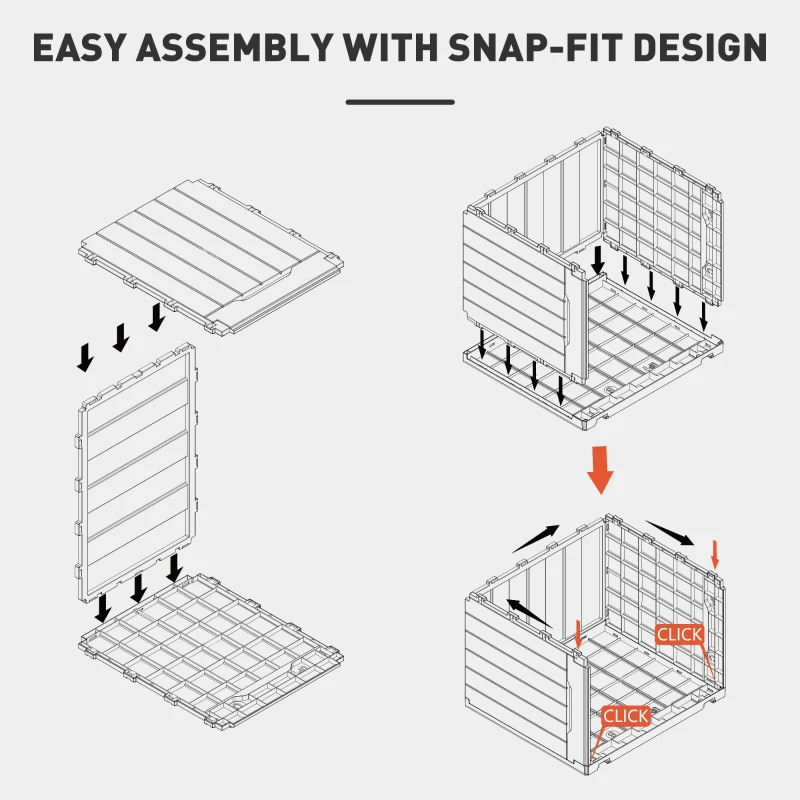 HOMCOM 107 L Plastic Storage Chest with Lid - Charcoal Grey