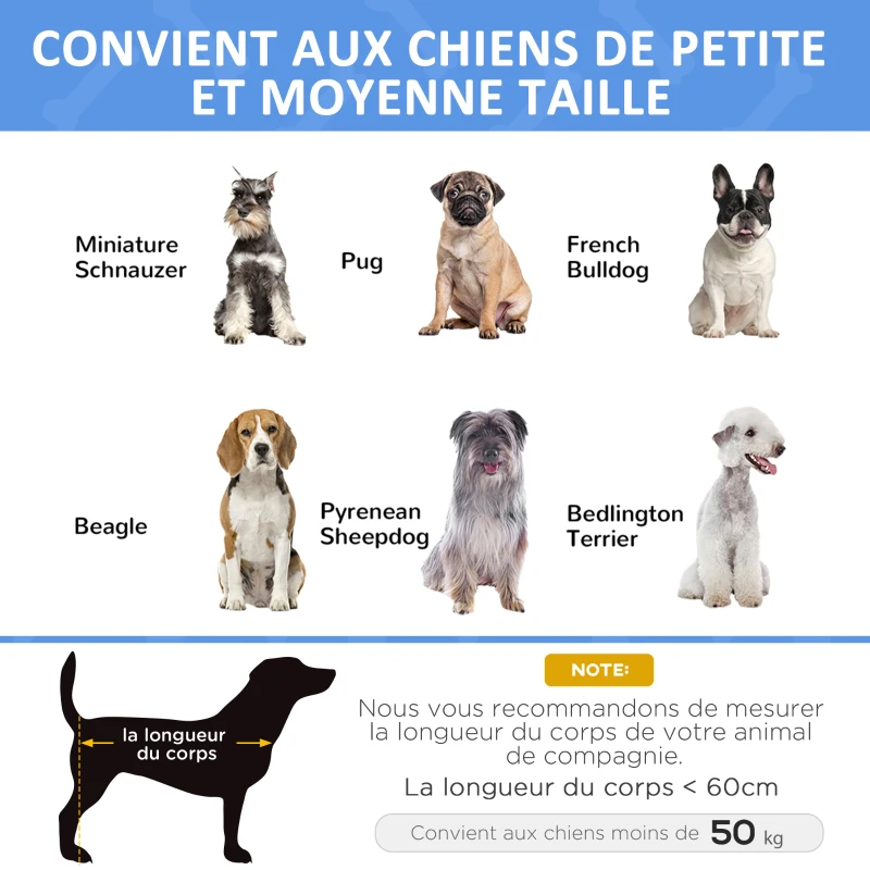 PawHut Lit surélevé pour chiens animaux de compagnie avec appui-tête tissu micro-perforé 91 x 69 x 29 cm noir