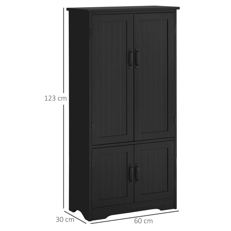 HOMCOM Buffet de cuisine armoire de cuisine contemporaine multi-rangements 2 placards 3 étagères MDF panneaux particules noir
